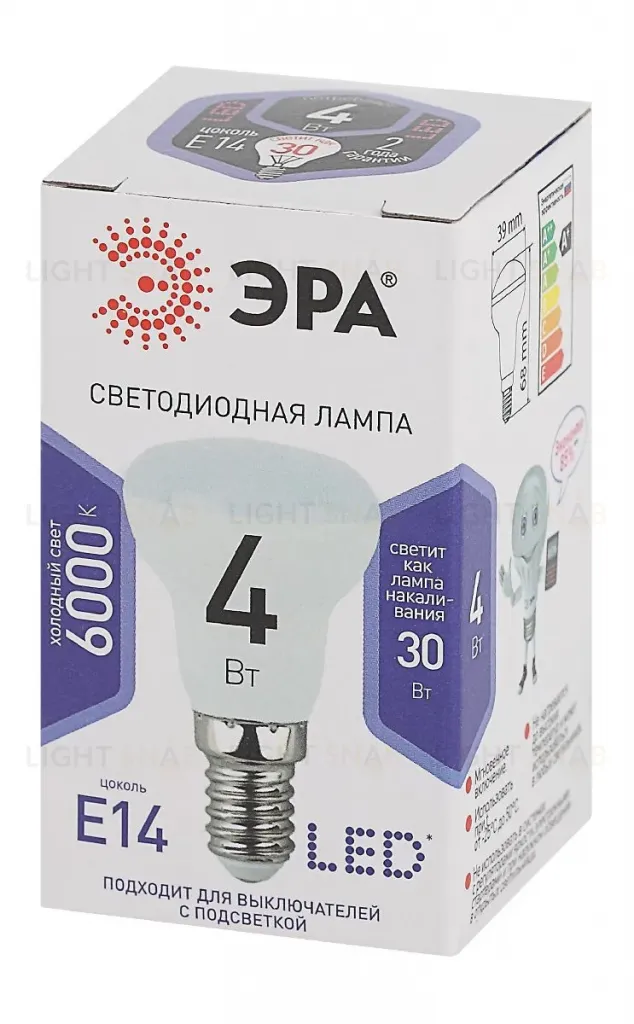 Лампа светодиодная Эра E14 4W 6000K LED R39-4W-860-E14 Б0048022 Б0048022