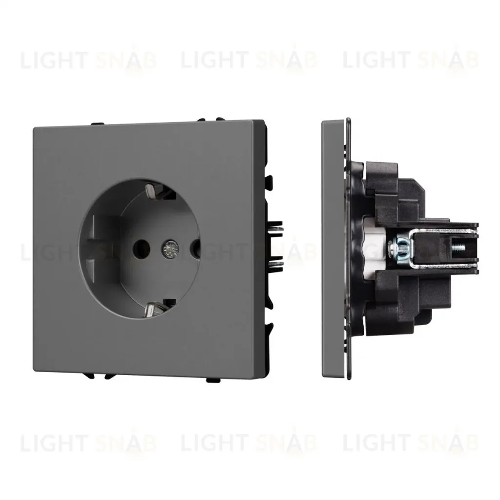 Розетка зк со шторками софт-тач серый базальт Arlight SCT-MEU-SFPL-GR (250V, 16A) 054279(1) 054279(1)