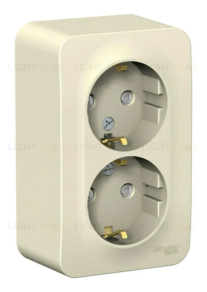 Розетка 2-ая с/з со шторками 16А, 250В, изолир. Пластина Systeme Electric Blanca наруж Молочная BLNRA011212 BLNRA011212