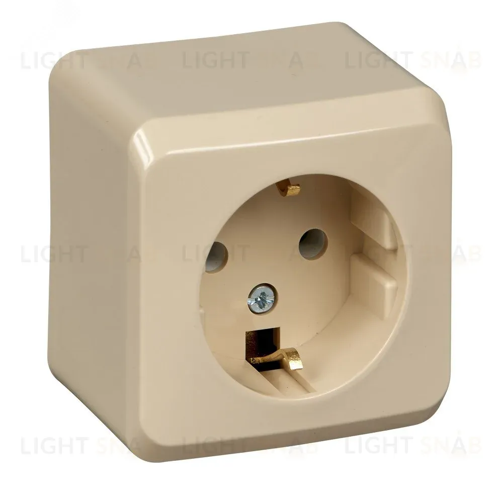 Розетка 1-ая с/з без шторок Systeme Electric Этюд наруж Крем PA16-003K PA16-003K