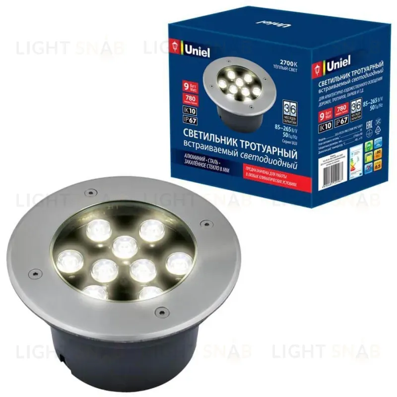 Ландшафтный светодиодный светильник (UL-00006826) Uniel ULU-B12A-9W/2700K IP67 Grey ULU-B12A-9W/2700K IP67 Grey