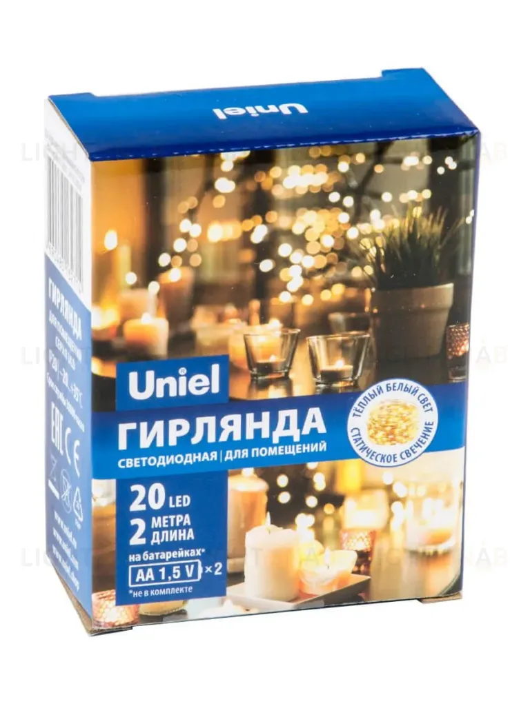 Светодиодная гирлянда Uniel Роса (UL-00007183) теплый белый ULD-S0200-020/SСB/2AA Warm White IP20 Dew ULD-S0200-020/SСB/2AA Warm White IP20 Dew