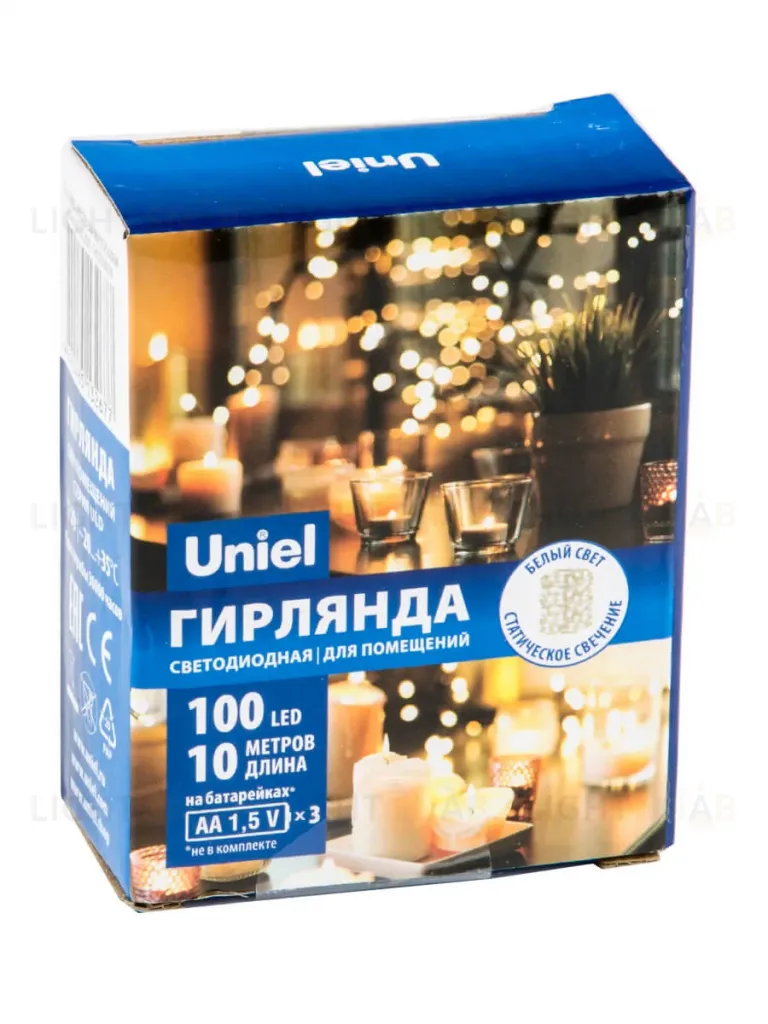 Светодиодная гирлянда Uniel Роса (UL-00007186) белый ULD-S1000-100/SCB/3AA White IP20 Dew ULD-S1000-100/SCB/3AA White IP20 Dew