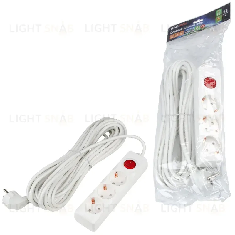 Удлинитель бытовой Uniel Ultra S-GCU3-10B WHITE UL-00010014 S-GCU3-10B WHITE