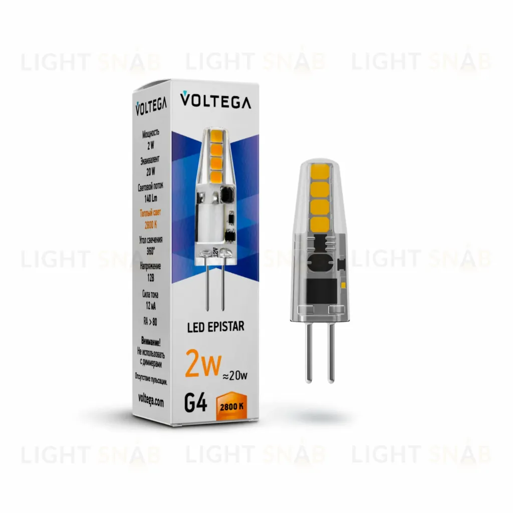 Лампа светодиодная Voltega G4 2W 2800K VG9-K1G4warm2W-12 7142 7142