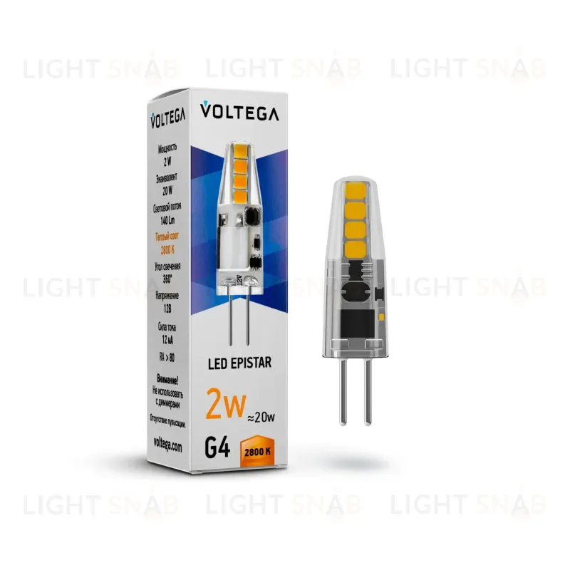 Лампа светодиодная Voltega G4 2W 2800K VG9-K1G4warm2W-12 7142 7142