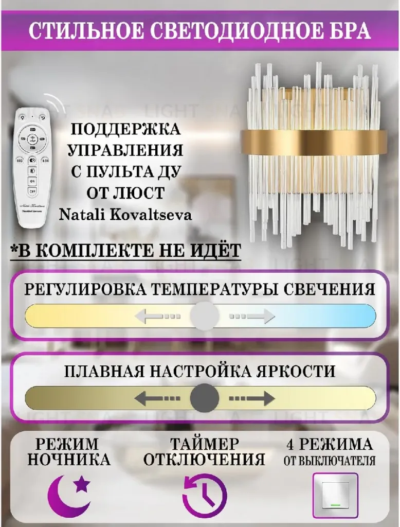 Настенный светильник Natali Kovaltseva LED LAMPS 81118/1W LED LAMPS 81118/1W