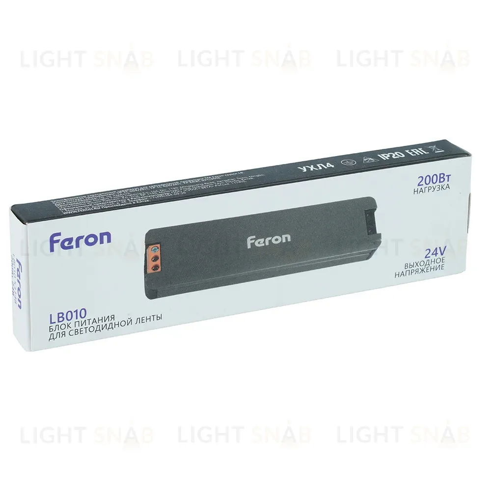 Трансформатор для светодиодной ленты Feron LB010 200W 24V IP20 53148 53148