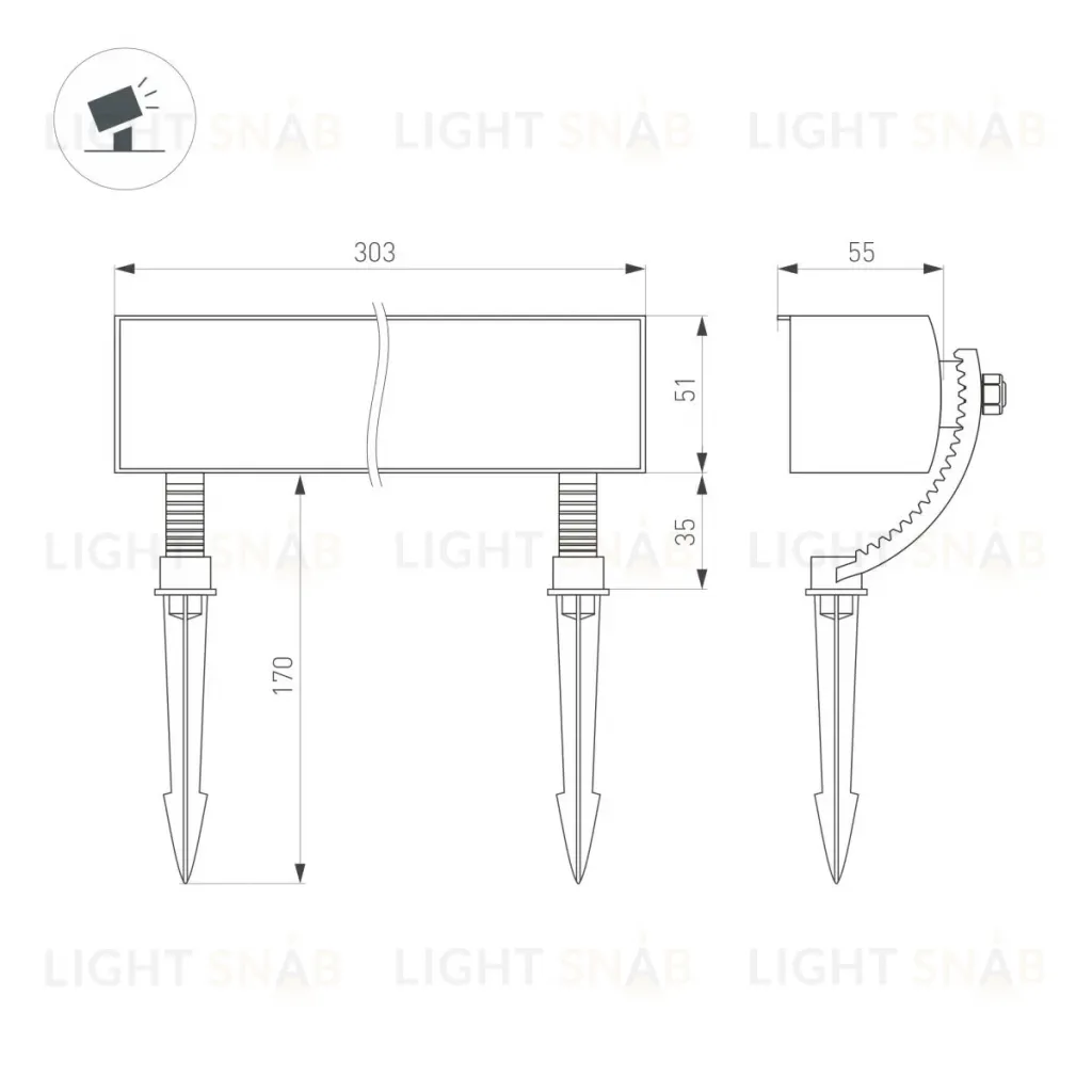Ландшафтный светильник Arlight KT-BASOMI-12W Warm2700 (Серый, 60x100 deg, 24V) (IP65 Металл) 063905 063905