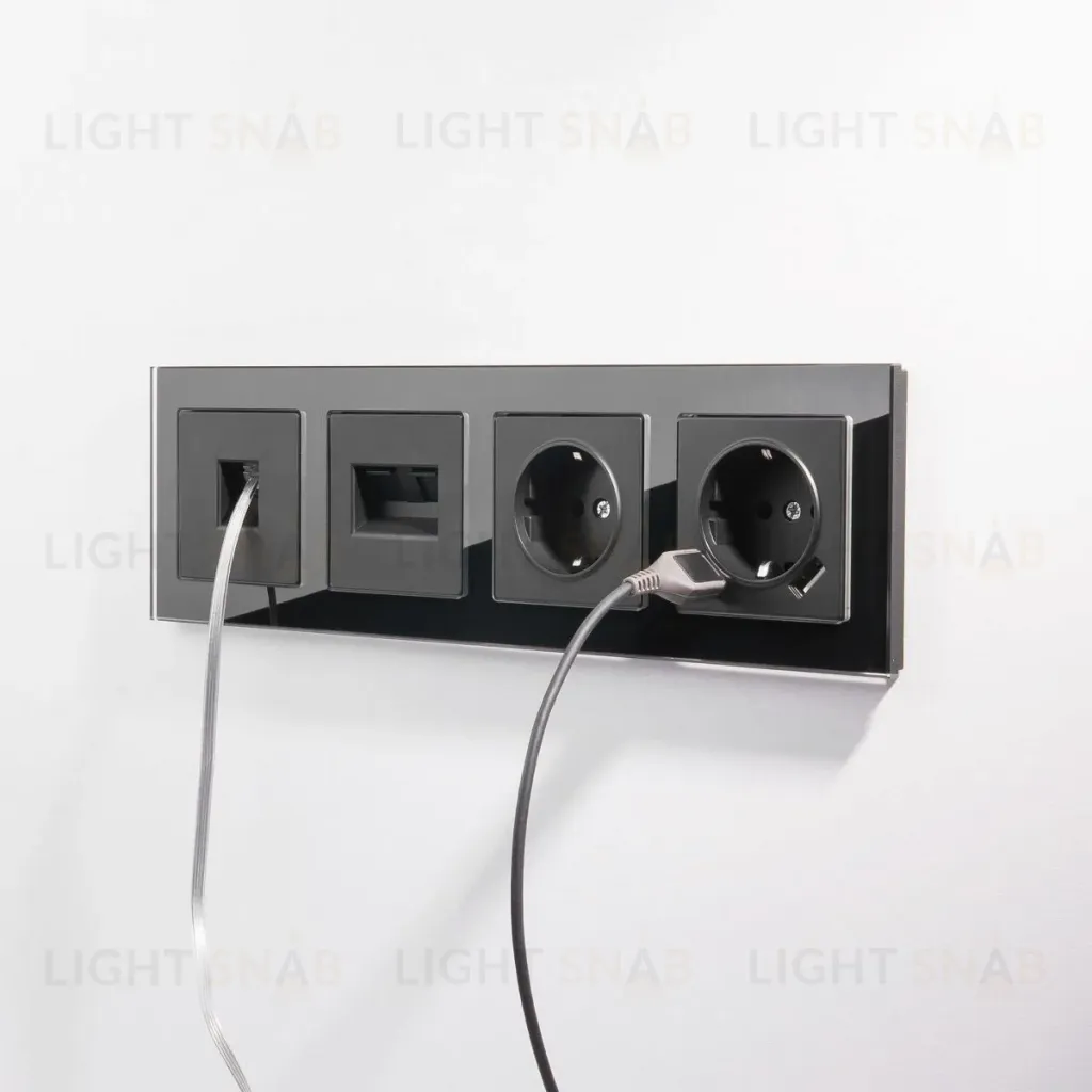 Телефонная розетка  RJ-11 черный матовый Werkel WL08-RJ-11 4690389086755 a035938 4690389086755