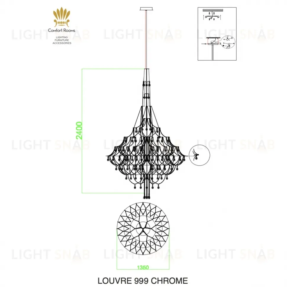 Подвесной светильник Ilamp Louvre 999 CHROME 999 CR