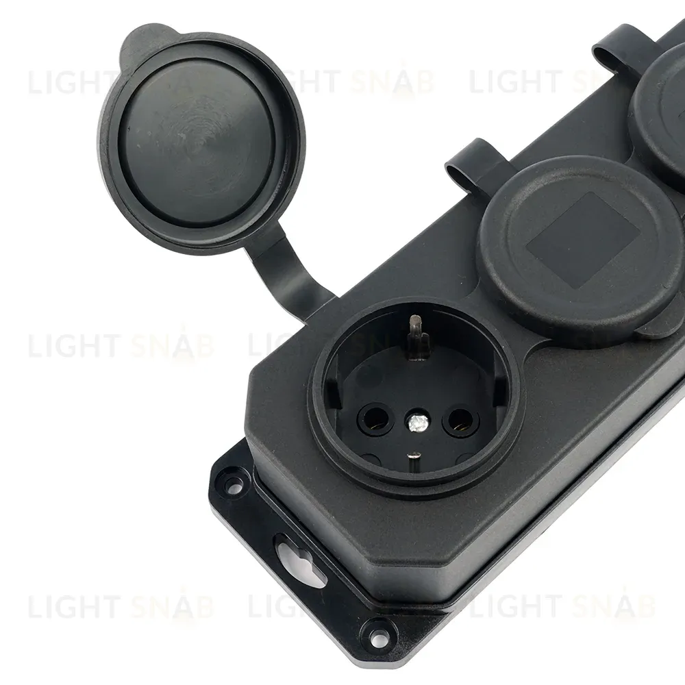 Розетка переносная 3-местная c/з Stekker RST16-3-44 250В 16А IP44 черный 50806 50806