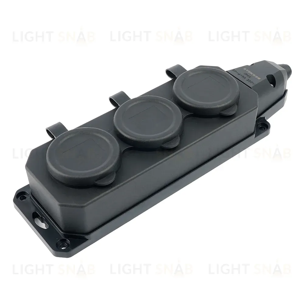 Розетка переносная 3-местная c/з Stekker RST16-3-44 250В 16А IP44 черный 50806 50806