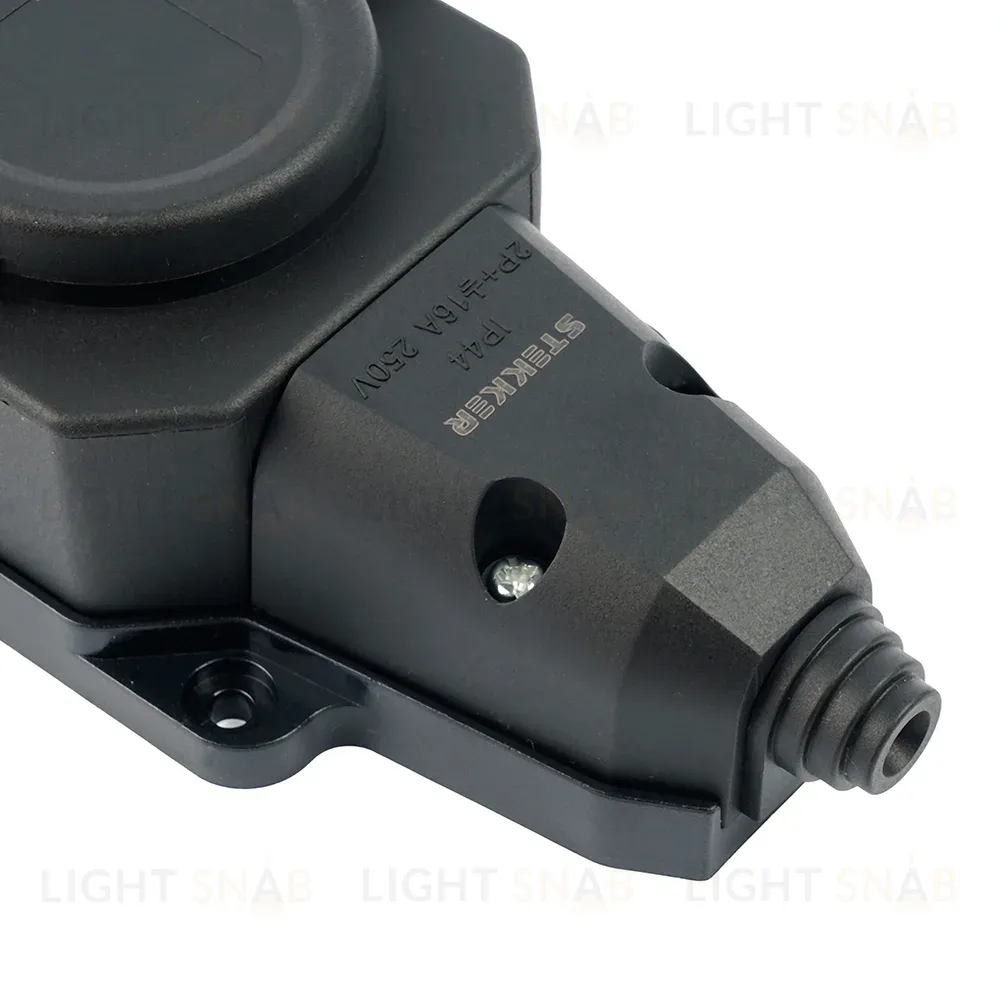 Розетка переносная 3-местная c/з Stekker RST16-3-44 250В 16А IP44 черный 50806 50806