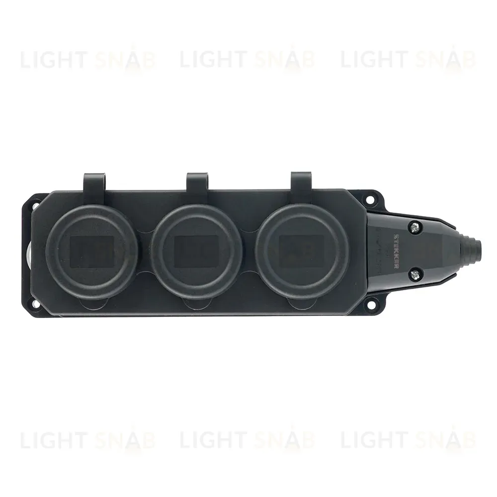 Розетка переносная 3-местная c/з Stekker RST16-3-44 250В 16А IP44 черный 50806 50806
