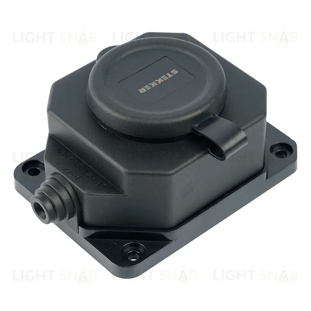 Розетка переносная 1-местная c/з Stekker RST16-1-44 250В 16А IP44 черный 50804 50804