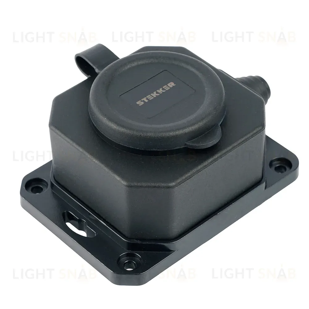 Розетка переносная 1-местная c/з Stekker RST16-1-44 250В 16А IP44 черный 50804 50804