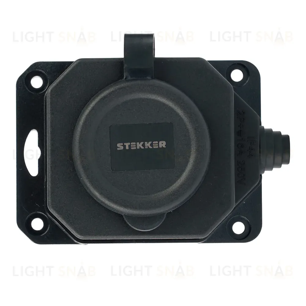 Розетка переносная 1-местная c/з Stekker RST16-1-44 250В 16А IP44 черный 50804 50804