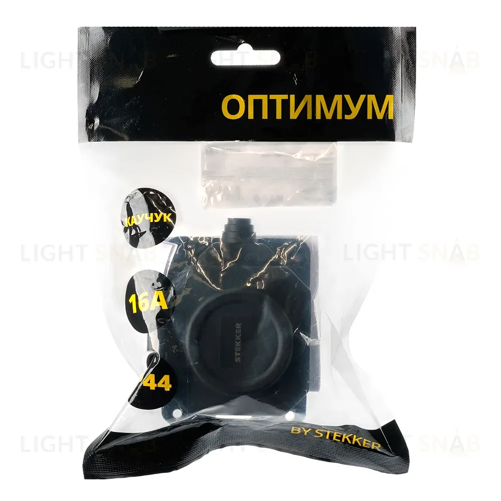 Розетка переносная 1-местная c/з Stekker RST16-1-44 250В 16А IP44 черный 50804 50804