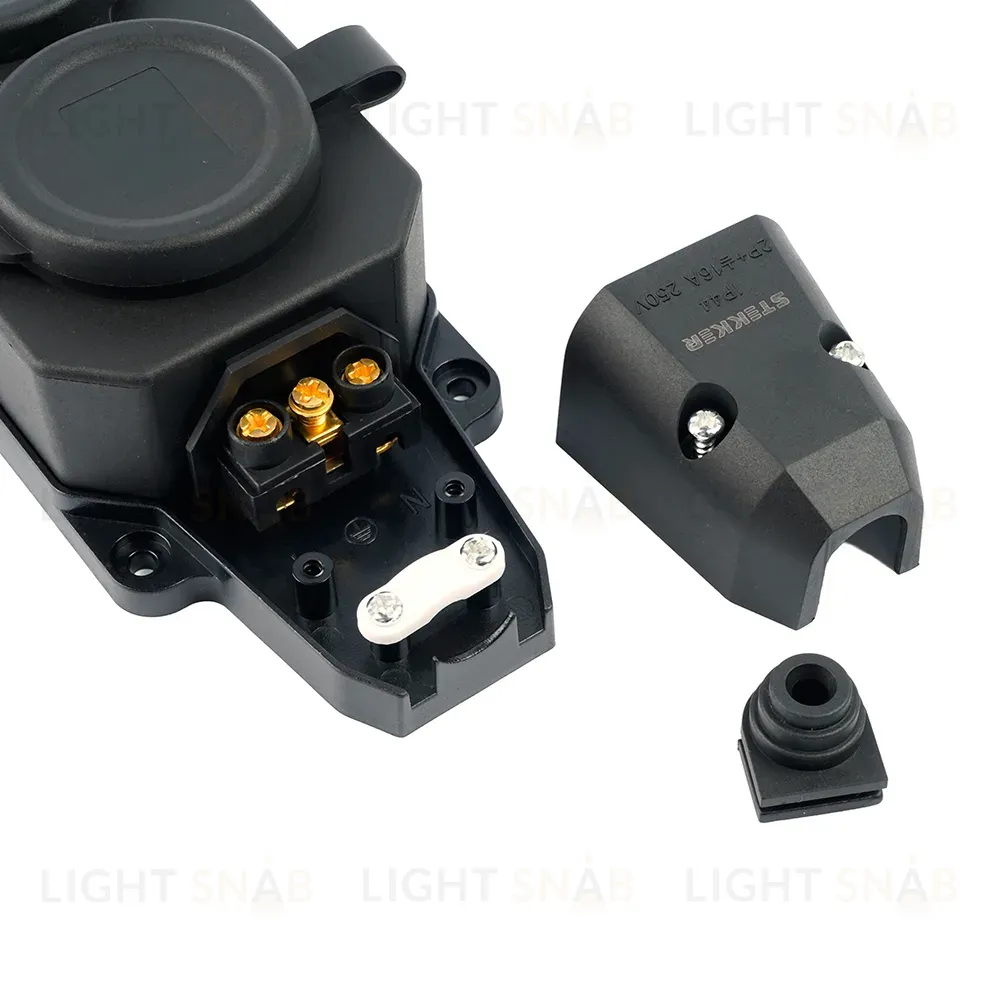 Розетка переносная 2-местная c/з Stekker RST16-2-44 250В 16А IP44 черный 50805 50805