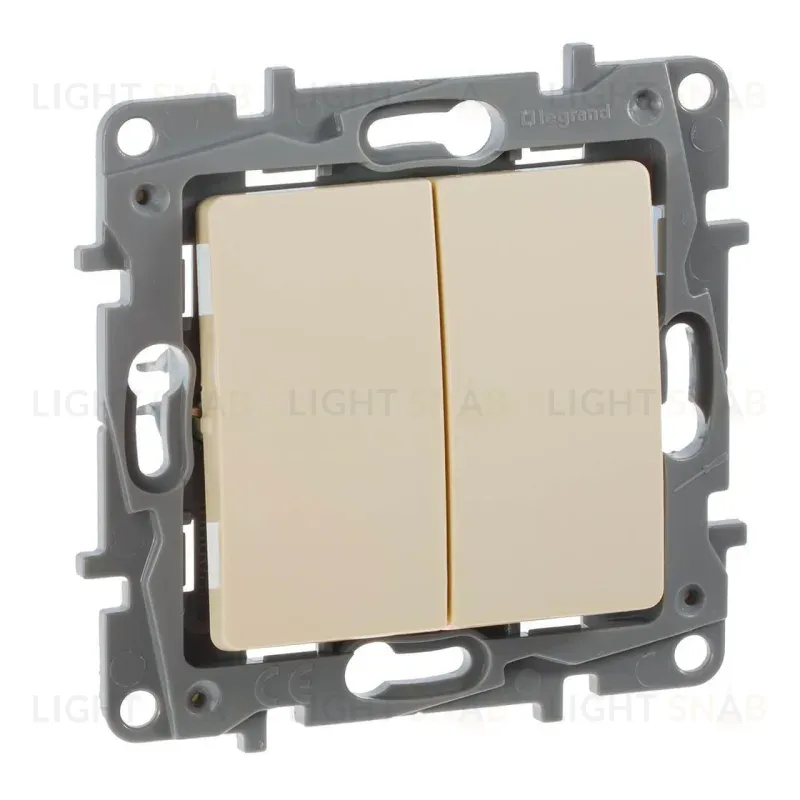 Выключатель двухклавишный Legrand Etika 10A 250V слоновая кость 672302 672302