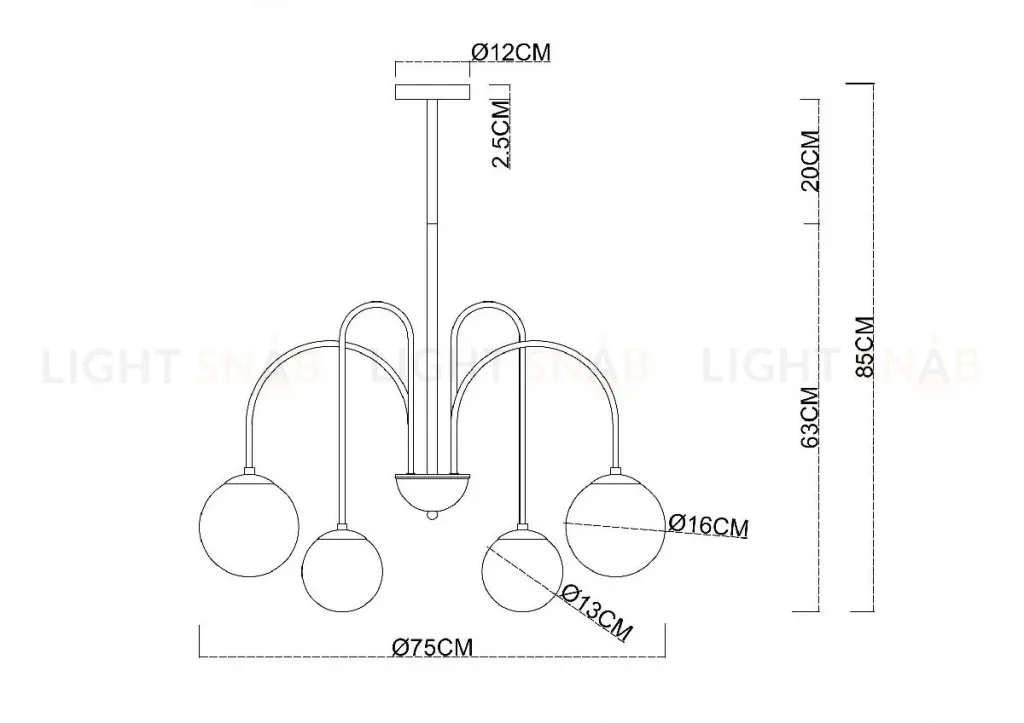 Люстра на штанге Arte Lamp Mebsuta A1675LM-6BK A1675LM-6BK