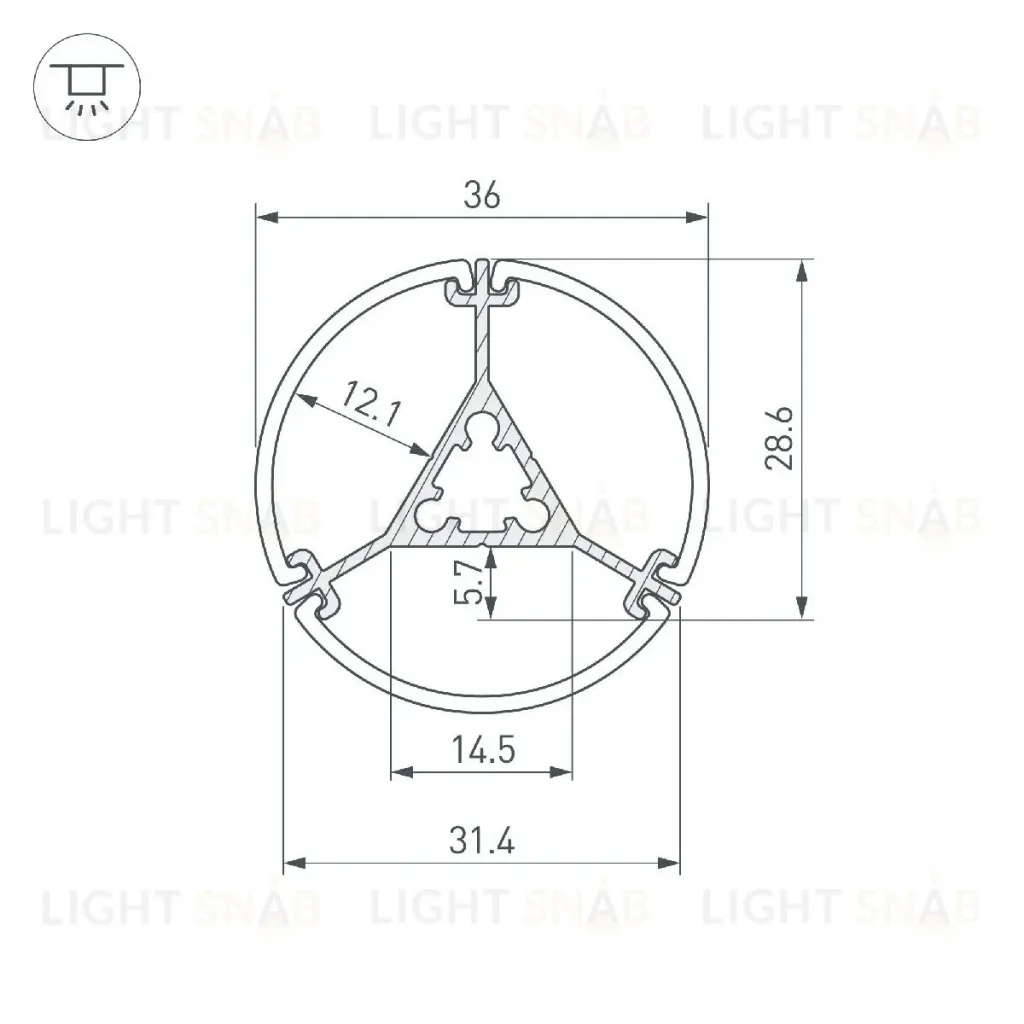 Алюминиевый профиль Arlight ROUND-D36-360-2500 ANOD BLACK 050250 050250
