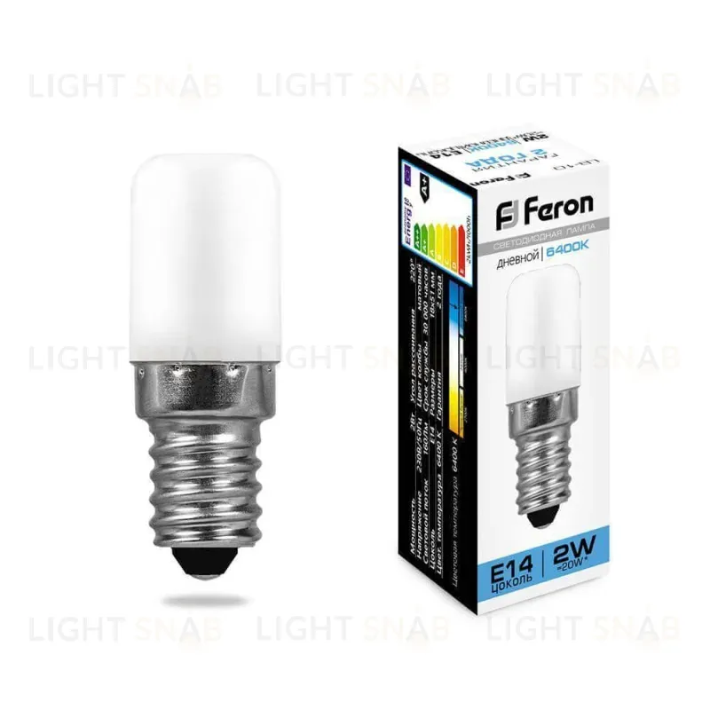 Лампа светодиодная Feron E14 2W 6400K Цилиндр Матовая LB-10 25988 25988