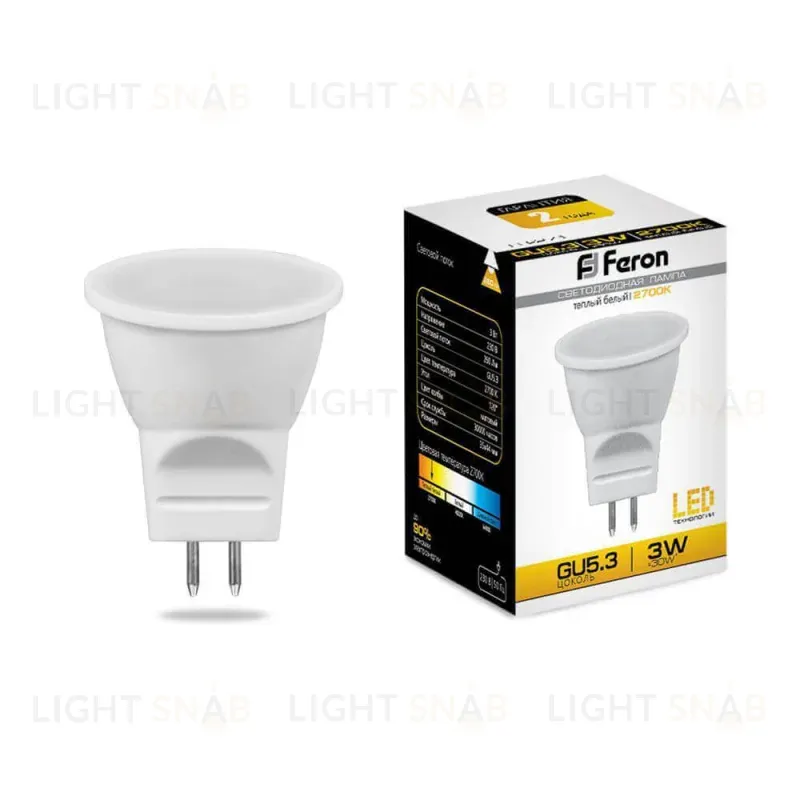 Лампа светодиодная Feron G5.3 3W 2700K матовая LB-271 25551 25551