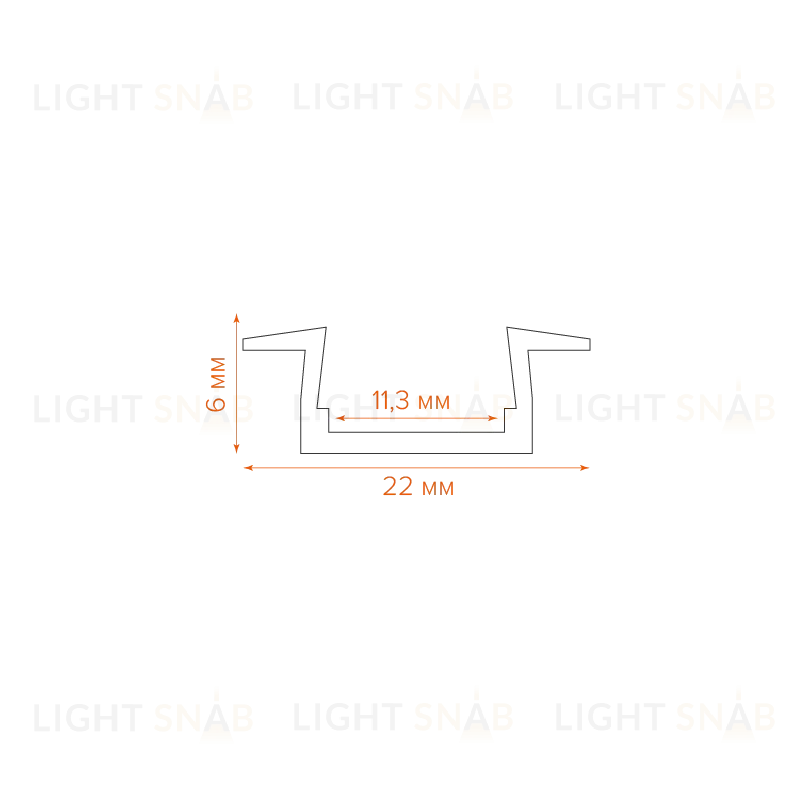 Профиль алюминиевый встраиваемый Wolta WAP-I-22/6/2000-A WAP-I-22/6/2000-A