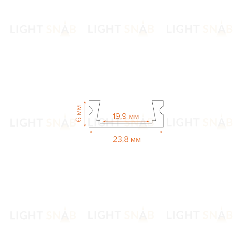 Профиль алюминиевый накладной Wolta WAP-S-24/6/2000-A WAP-S-24/6/2000-A