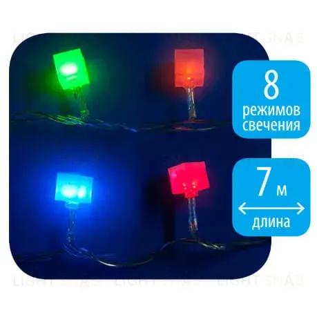 Светодиодная гирлянда (07932) Uniel Кубики 220V разноцветный ULD-S0700-050/DTA MULTI IP20 CUBES-1 ULD-S0700-050/DTA MULTI IP20 CUBES-1