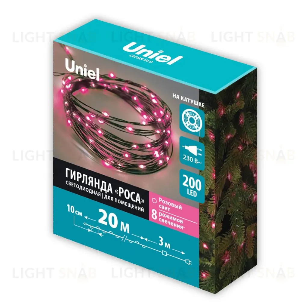 Гирлянда Роса Uniel ULD-S2000-200/DGA PINK IP20 DEW UL-00012081 ULD-S2000-200/DGA PINK IP20 DEW