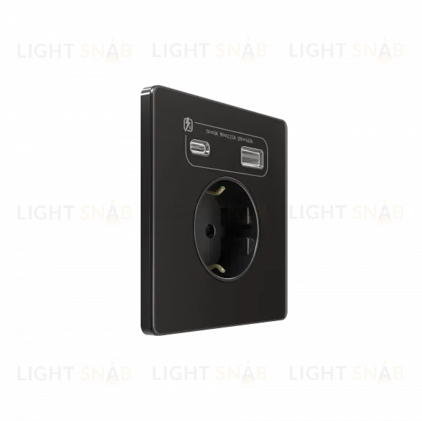 Розетка с заземлением со шт. с USB А+С 20Вт Systeme Electric Systeme Infinity Полярная ночь FSE001032 FSE001032