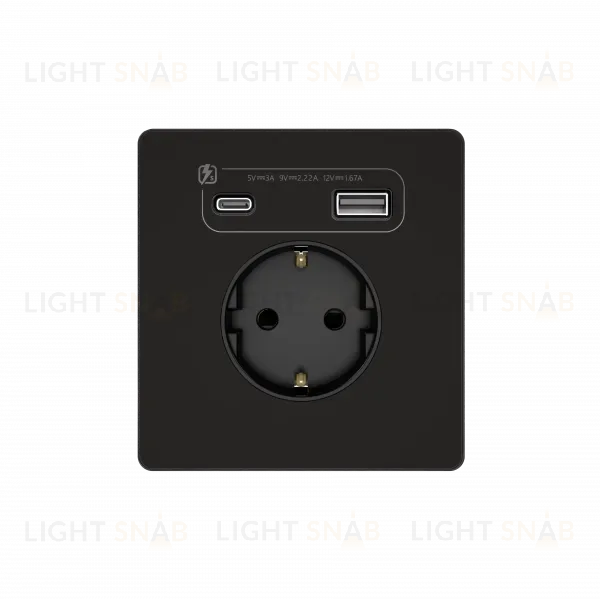 Розетка с заземлением со шт. с USB А+С 20Вт Systeme Electric Systeme Infinity Полярная ночь FSE001032 FSE001032