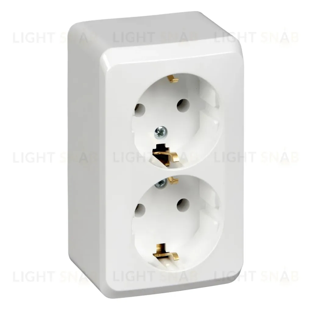 Розетка 2-ая с/з без шторок Systeme Electric Этюд наруж Бел PA16-007B PA16-007B