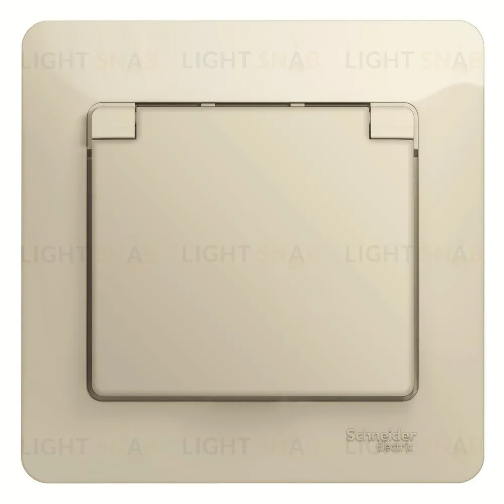 Розетка с/з со шторками с крышкой, IP20 (в сборе с рамкой) Systeme Electric Glossa Беж GSL000246 GSL000246
