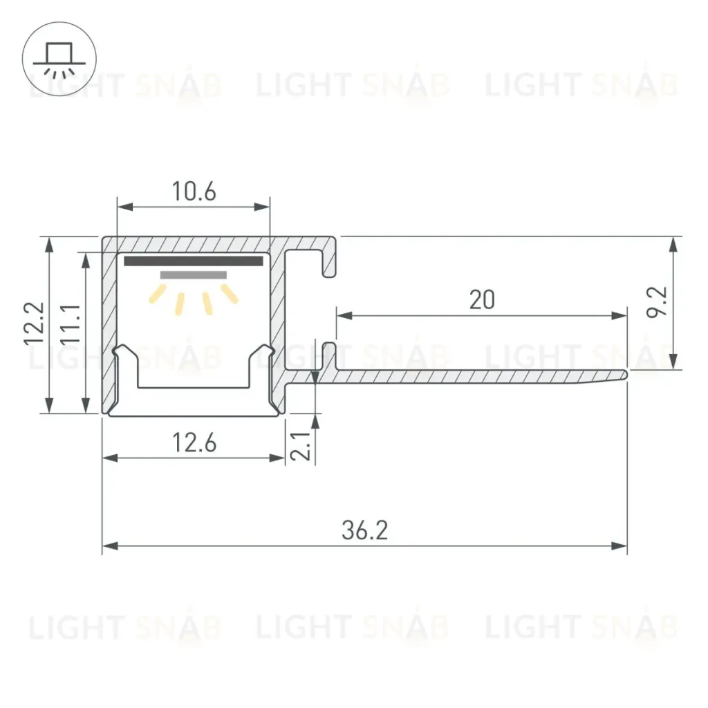 Профиль Arlight FANTOM-BENT-W12-SIDE-EDGE-2000 ANOD (Алюминий) 057315 057315