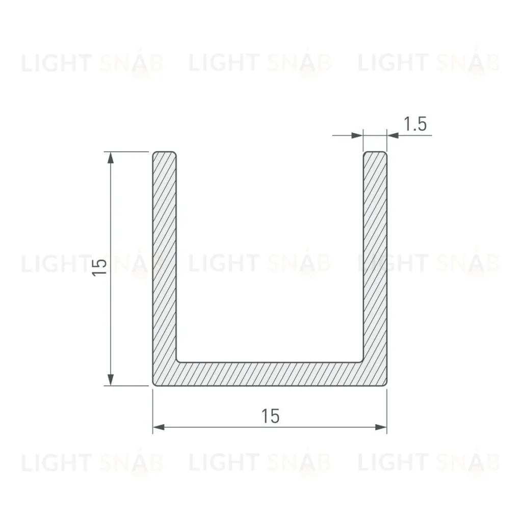 Профиль Arlight П-образный TECH-1515-3000 ANOD (Алюминий) 063114 063114