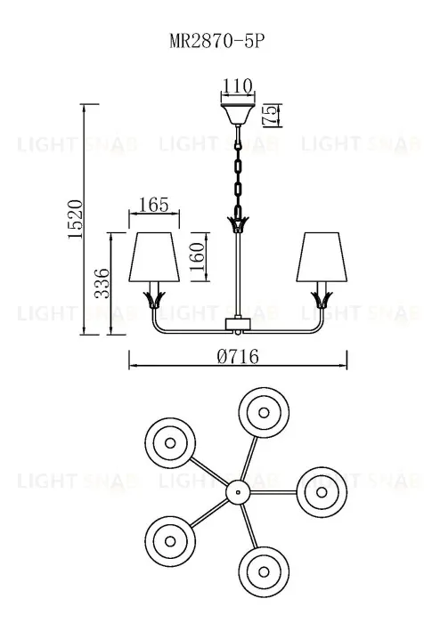 Подвесная люстра MyFar Эстер MR2870-5P MR2870-5P