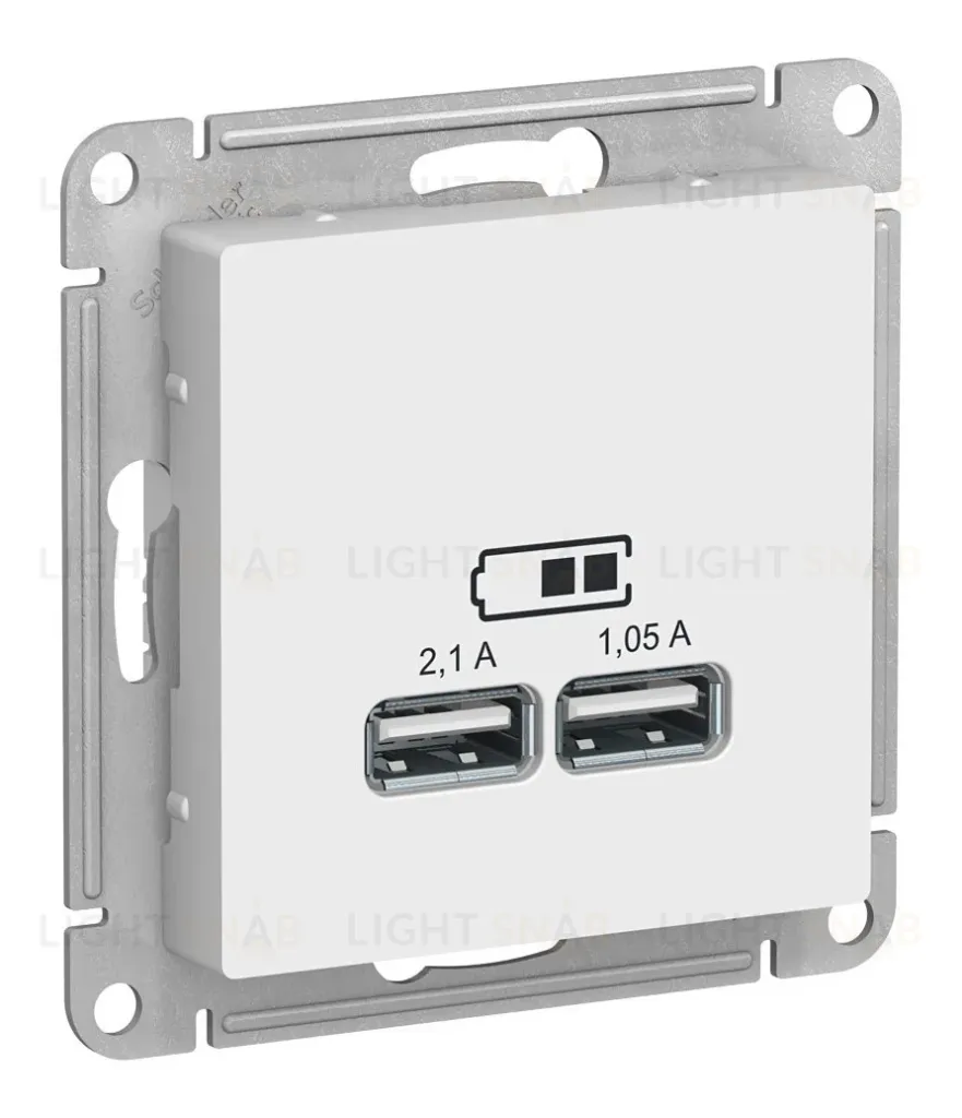 Розетка USB, 5В, 1 порт x 2,1 А, 2 порта х 1,05 А, механизм Systeme Electric AtlasDesign Бел ATN000133 ATN000133