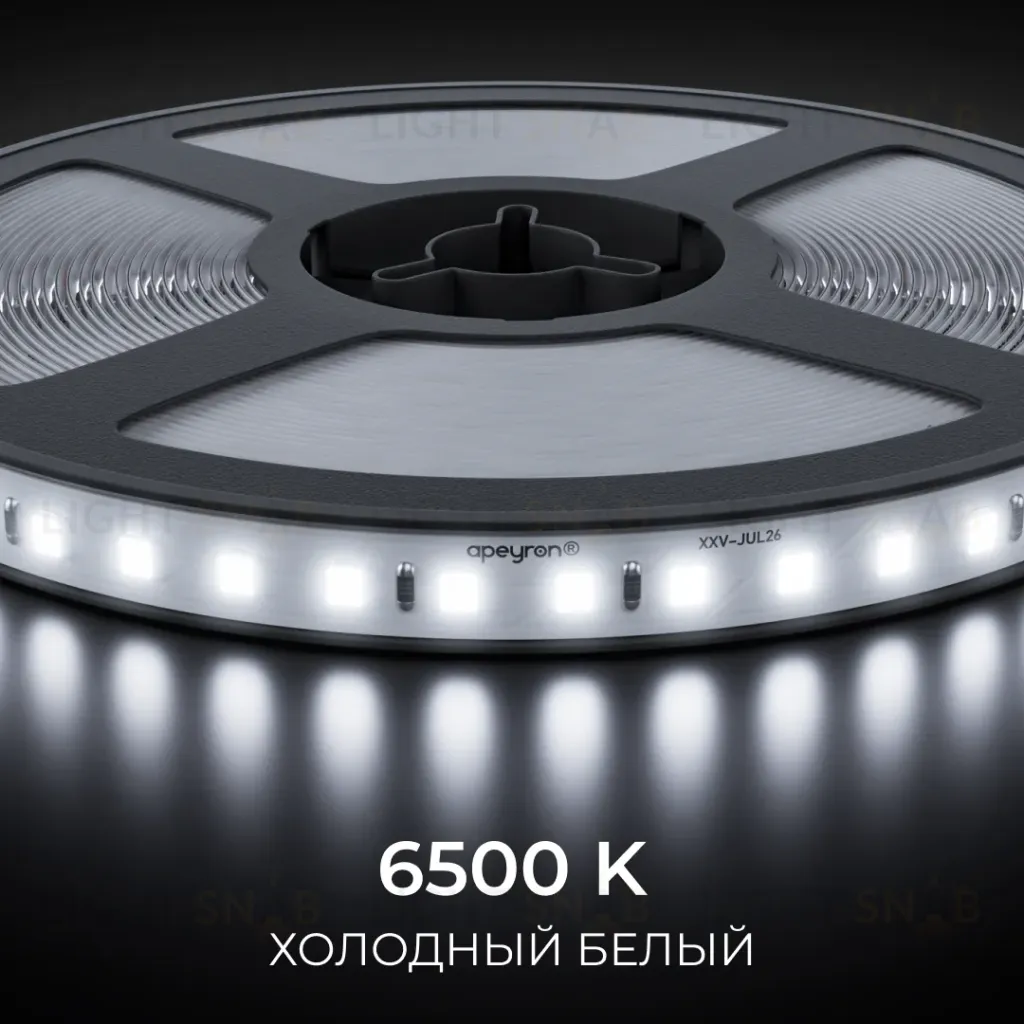 Светодиодная лента Apeyron 48В 14,4Вт/м SMD2835 120 д/м 1200 лм/м 6500K CRI90+ IP20, 30м 00-458 00-458