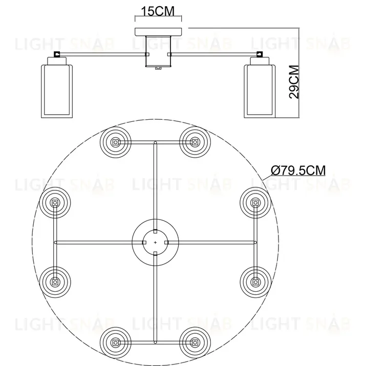 Потолочная люстра Arte Lamp Leo A7027PL-8BK A7027PL-8BK