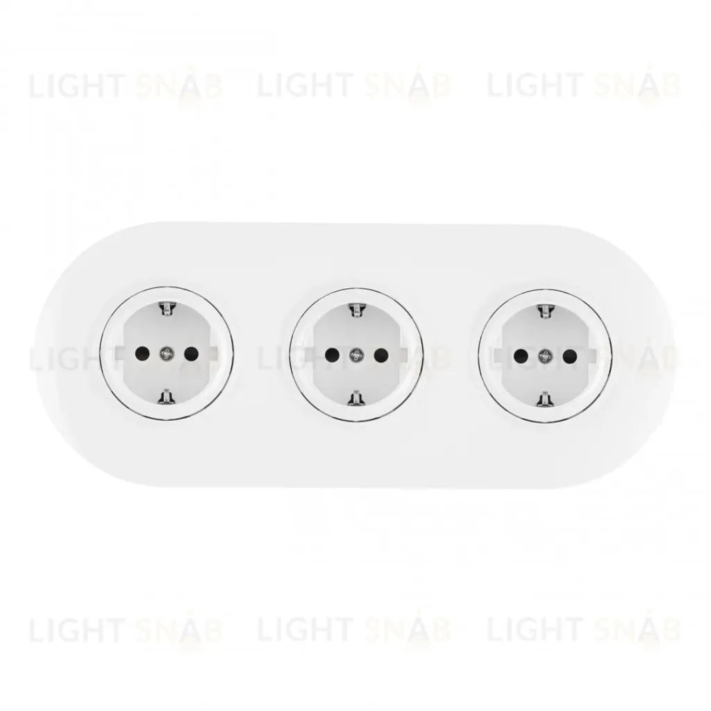 Круглая розетка тройная (трехпостовая) с/з и шторками Arte Milano SET08-3-40-1x3 white SET08-3-40-1x3 white