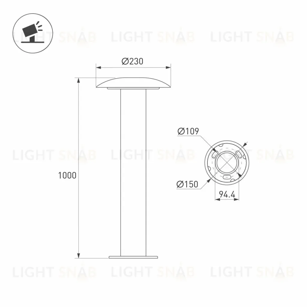 Ландшафтный светильник Arlight LGD-PILZE-H1000-20W Warm3000 (Серый, 136 deg, 230V) (IP65 Металл) 058045 058045