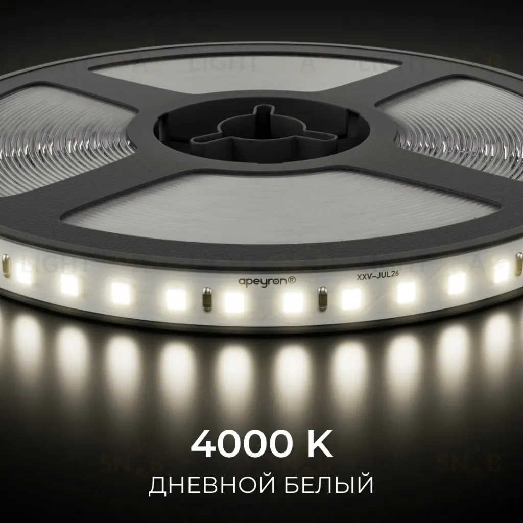 Светодиодная лента Apeyron 48В 14,4Вт/м SMD2835 120 д/м 1200 лм/м 4000K CRI90+ IP20 30м 00-457 00-457