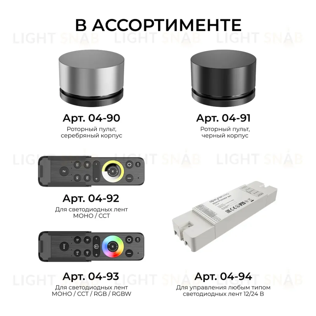 Пульт Apeyron IP20 24GHz CCT+mono+RGB+RGBW 04-93 04-93