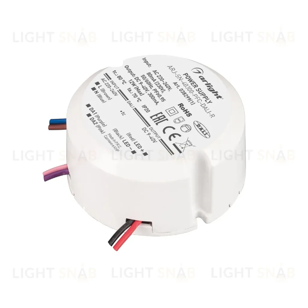 Блок питания Arlight ARJ-SN-40300-PFC-DALI-R (12W, 9-40V, 0.3A) 038299(1) 038299(1)