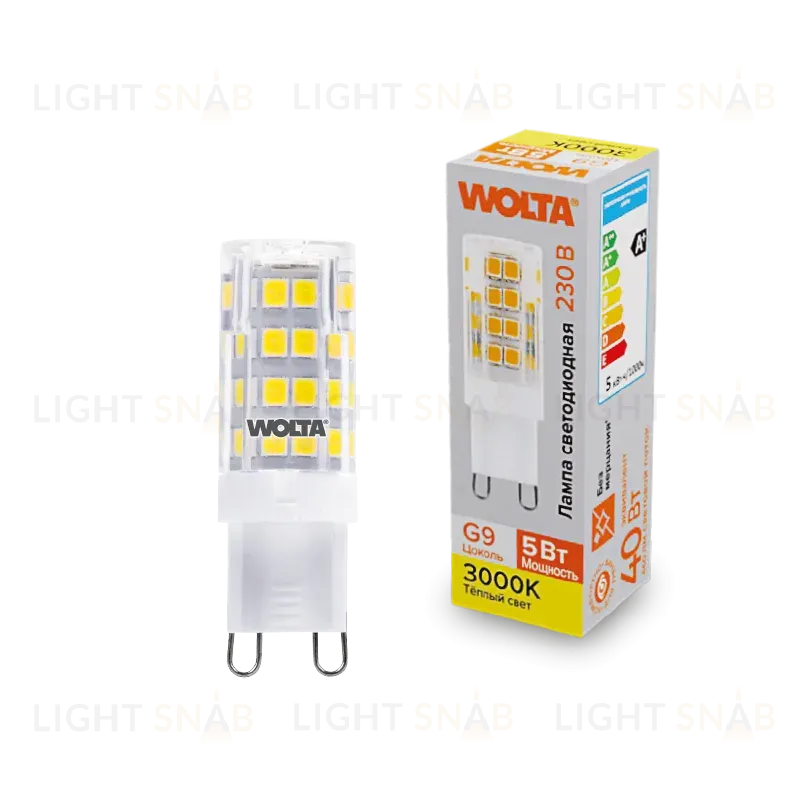 Светодиодная лампа WOLTA 5Вт 3000K G9 кукуруза матовая WSTD-JCD-5W3KG9-C WSTD-JCD-5W3KG9-C