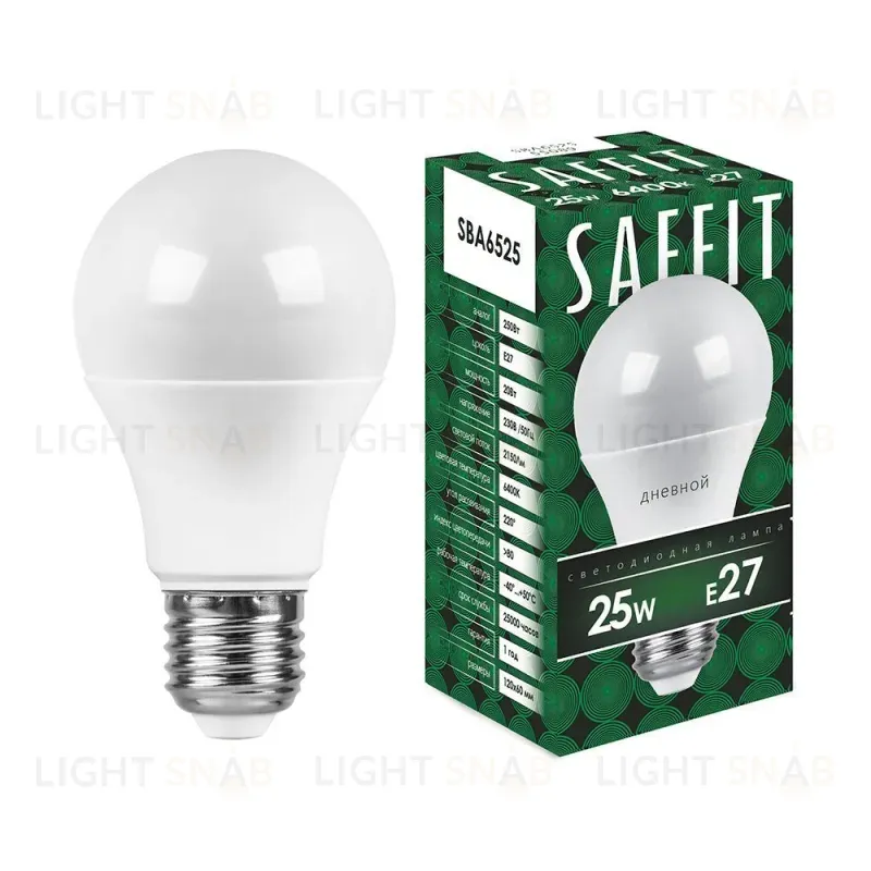 Лампа светодиодная Saffit SBA6525 шар E27 25W 6400K 55089 55089